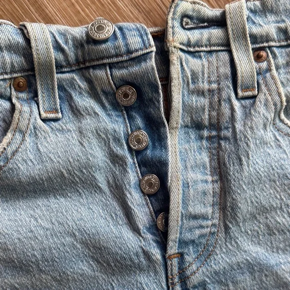 Levi's Light Blue Distressed Jean Shorts - Picture 3 of 5